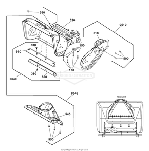 Frame Group Diagram and Parts List for 1697294-00 (1022EE)(2020) Briggs and Stratton Snow Blower